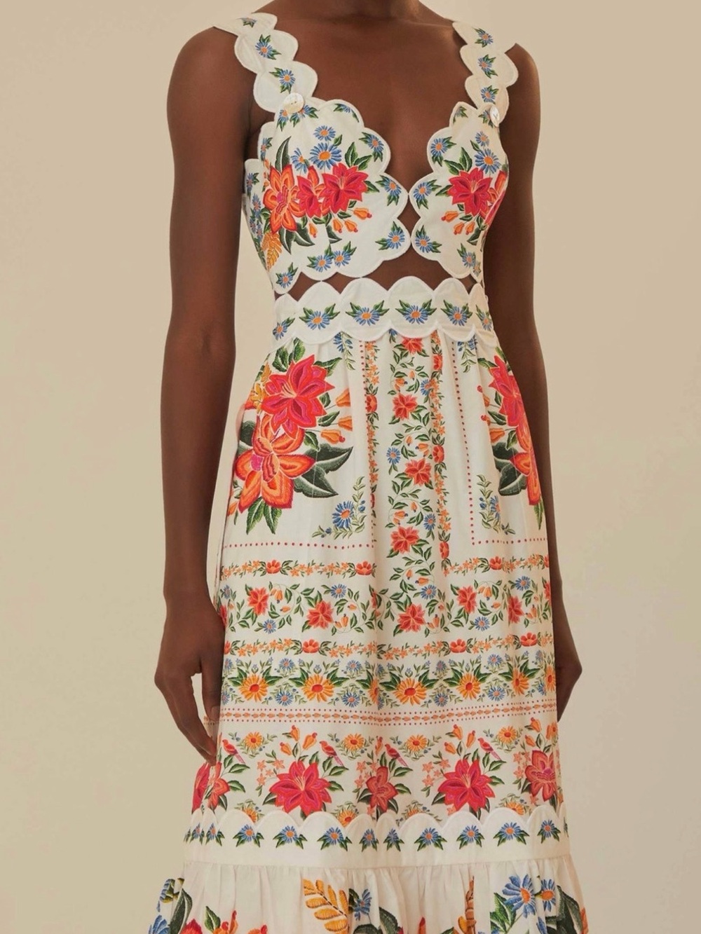 FARM Rio Off-White Bloom Garden Maxi Dress